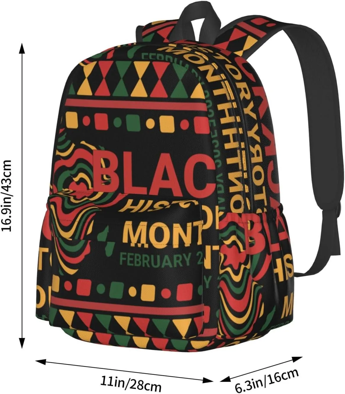 Black History Month African American Pride Backpack Casual Laptop Backpack Large Capacity Double Shoulder Bag Travel Daypack For Women Men