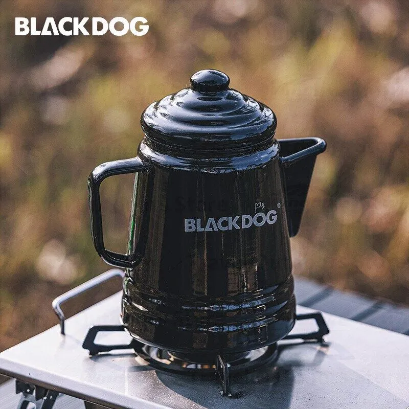 BLACKDOG Camping Enamel Coffee Pot Portable Lightweight High-Capacity Coffee Black Kettle 2L Stainless Steel Thermos Teapot Outdoor Hiking Picnic Travel Heavy Duty Original Black Dog