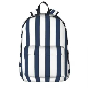 Blue and White Striped Backpack