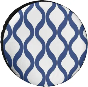Blue Geometric Trellis Lantern Patterned Spare Tire Wheel Cover Waterproof Tire Covers Camper Spare Tire Cover Fit Wheel Accessories