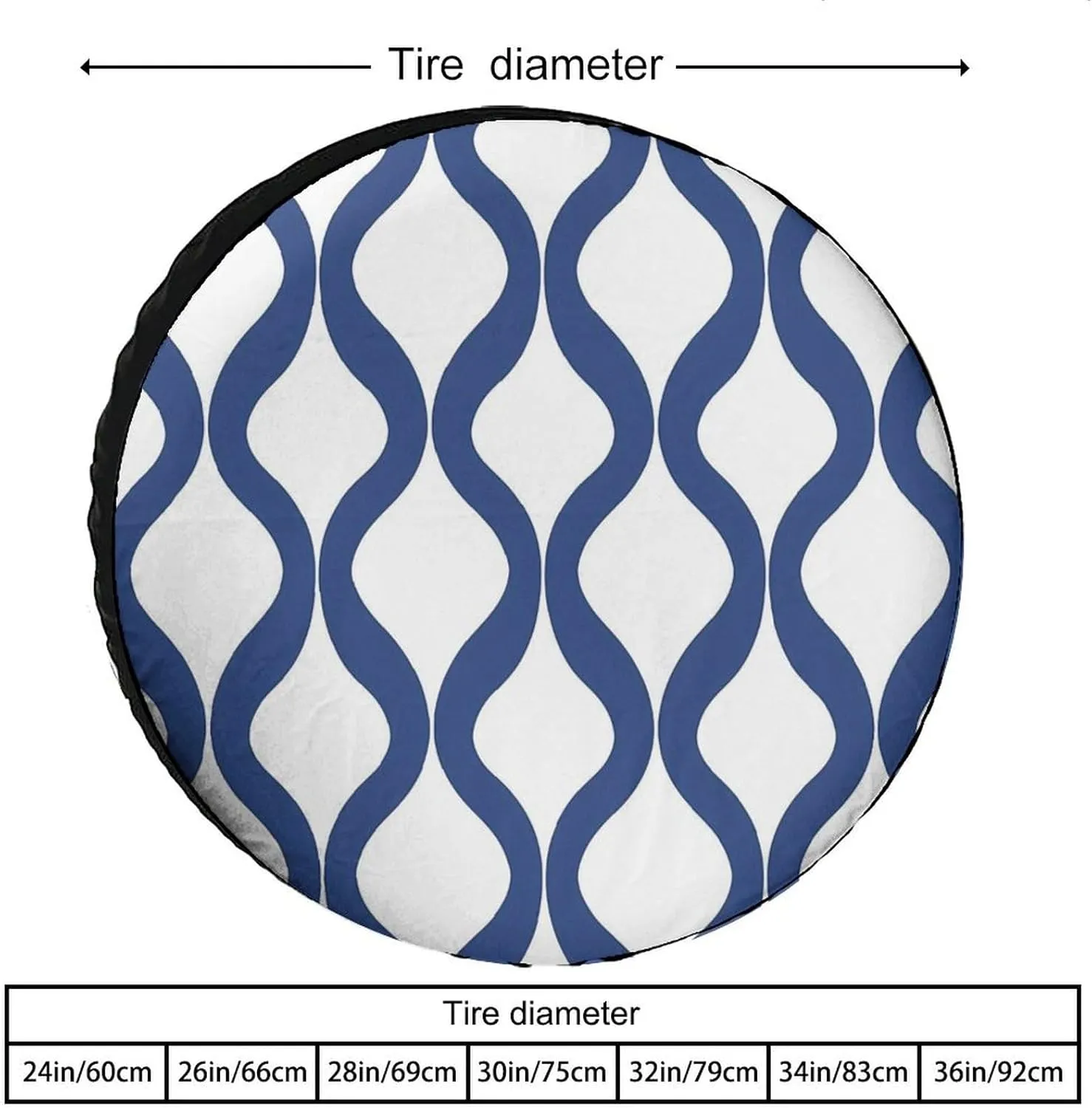 Blue Geometric Trellis Lantern Patterned Spare Tire Wheel Cover Waterproof Tire Covers Camper Spare Tire Cover Fit Wheel Accessories