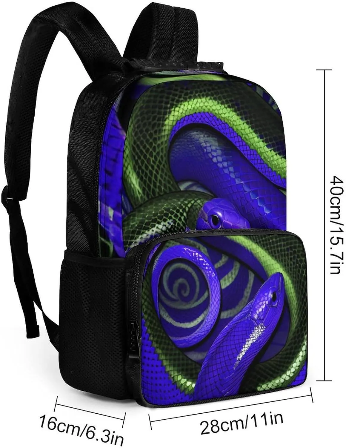 Blue Snake Art Daypack Lightweight Multipurpose Anti-Theft Shoulder Bag Large Capacity Laptop Book Bag Rucksack With Adjustable Shoulder Straps