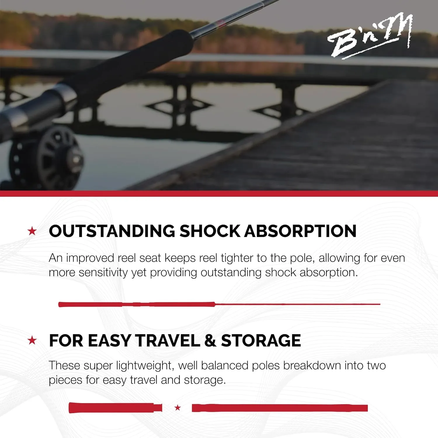 B'n'M Buck's Graphite Jig Pole (3-Piece)