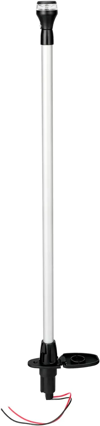 Boat Telescoping Pole Stern Light with Base, 360 Degrees All Round Led Anchor Light, Height adjustable from 27"- 41" Boat Navigation Lights for Yacht, Bass boat and Fishing Boat, 10-24 VDC, 1W