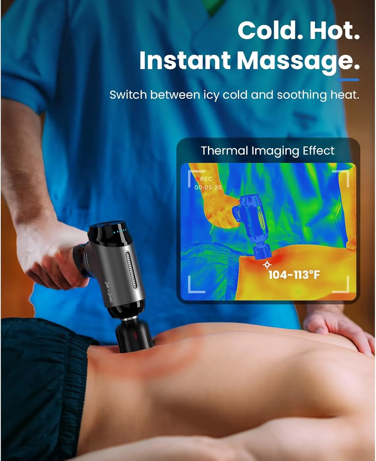 BOB AND BRAD T2 Pro Massage Gun with Heat and Cold, Deep Tissue Percussion Massager Gun, Muscle Massager, Electric Back Massagers for Professional Athletes Home Gym, FSA and HSA Eligible