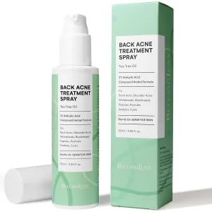 Body and Back Acne Treatment Spray: Powerful Bacne Spray for Clear, Soothe & Moisturize with 2% Salicylic Acid & Tea Tree Oil - Effective for Men, Women & Teens with Back, Chest & Body Acne 4.05 fl oz