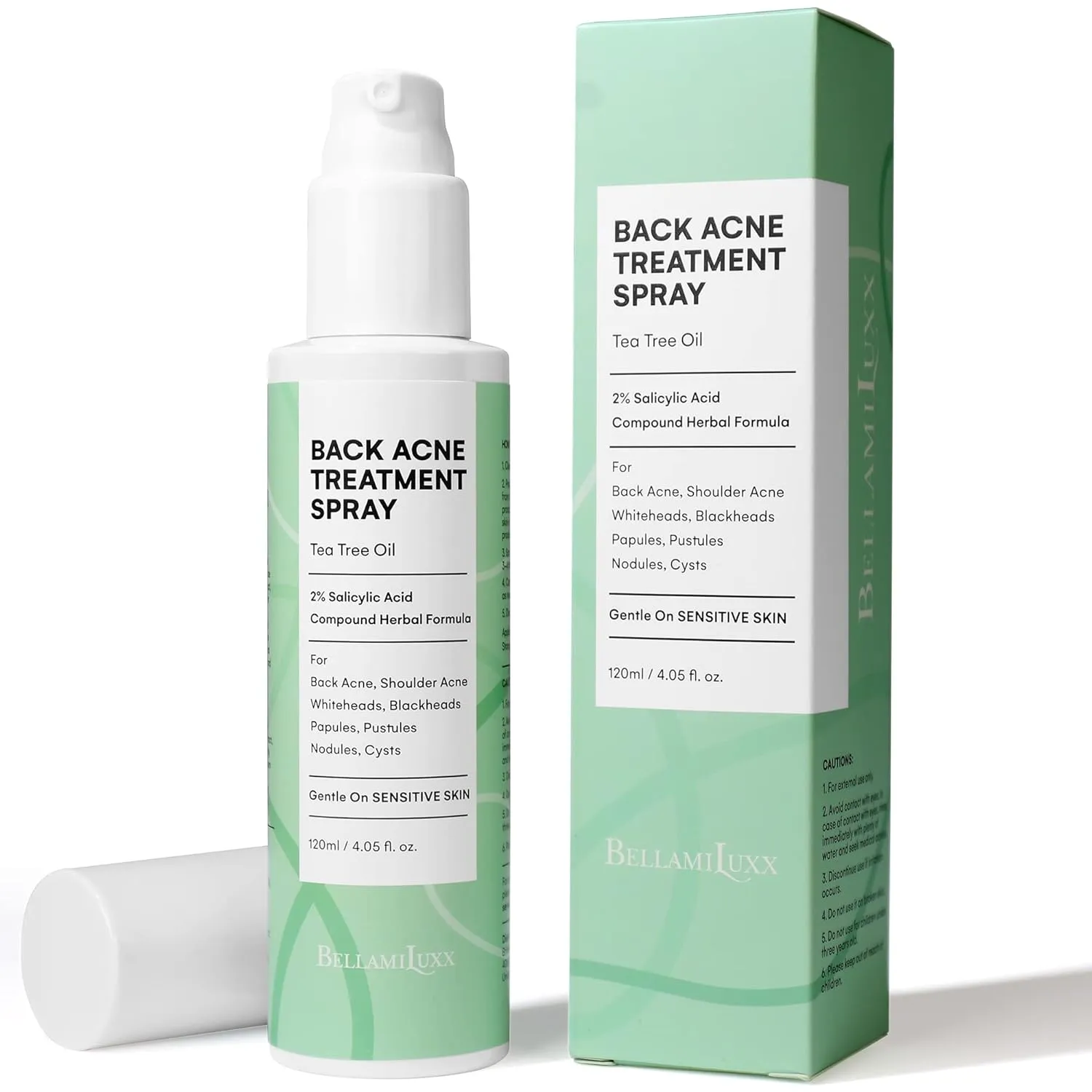 Body and Back Acne Treatment Spray: Powerful Bacne Spray for Clear, Soothe & Moisturize with 2% Salicylic Acid & Tea Tree Oil - Effective for Men, Women & Teens with Back, Chest & Body Acne 4.05 fl oz