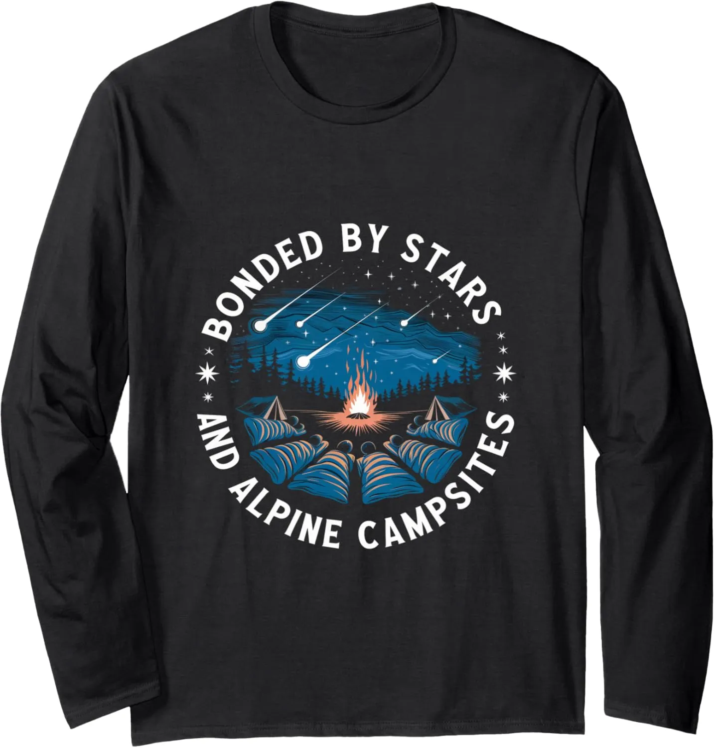 Bonded by Stars and Alpine Campsites Alpine Camping Long Sleeve T-Shirt