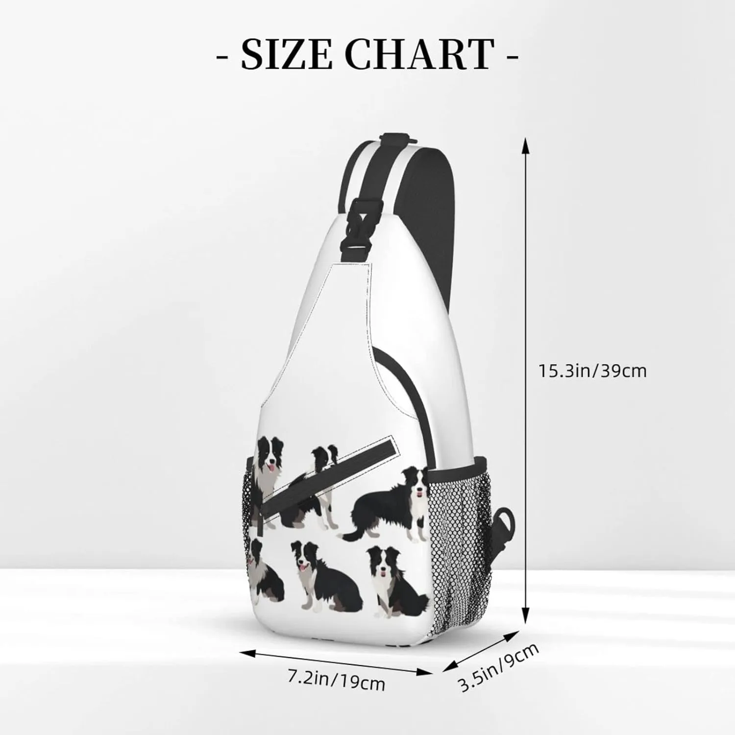 Border Collie Dog Hiking Daypacks Cross-body Sling Backpack for Men Women Outdoor Cycling Hiking Travel