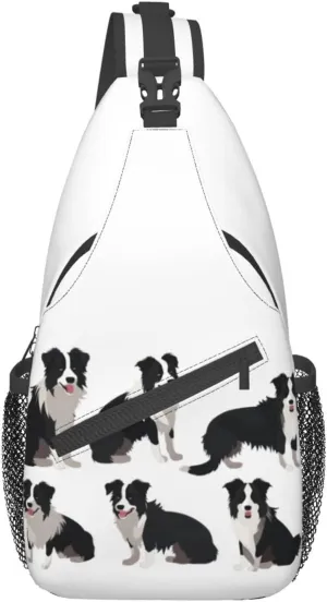 Border Collie Dog Hiking Daypacks Cross-body Sling Backpack for Men Women Outdoor Cycling Hiking Travel