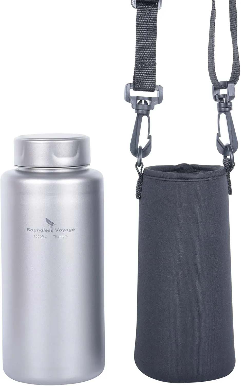 Boundless Voyage Titanium Bottle 1L Single-layer Sports Water Bottle 750ml Pot Cup Ultralight Leakproof Drinkware for Outdoor Camping Hiking (Ti3013D Bottle 1packed)