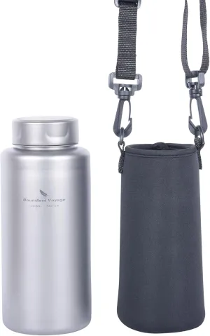 Boundless Voyage Titanium Bottle 1L Single-layer Sports Water Bottle 750ml Pot Cup Ultralight Leakproof Drinkware for Outdoor Camping Hiking (Ti3013D Bottle 1packed)