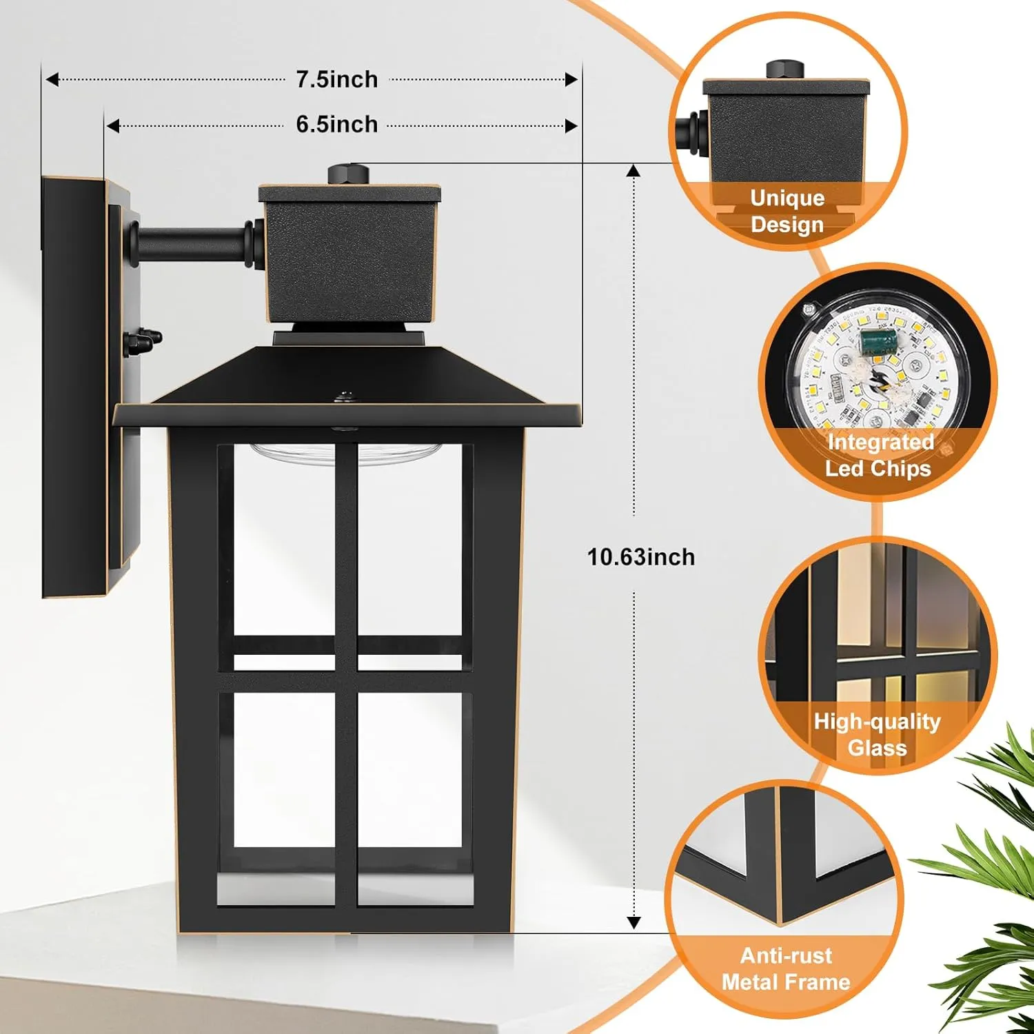 Brightever Outdoor Wall Lantern, 10W LED Exterior Waterproof WallSconce Light Fixture, 3000K/4000K/6500K Selectable, 800LM High Brightness, Oil Rubbed Bronze Anti-Rust Wall Light for Yard, Entryway