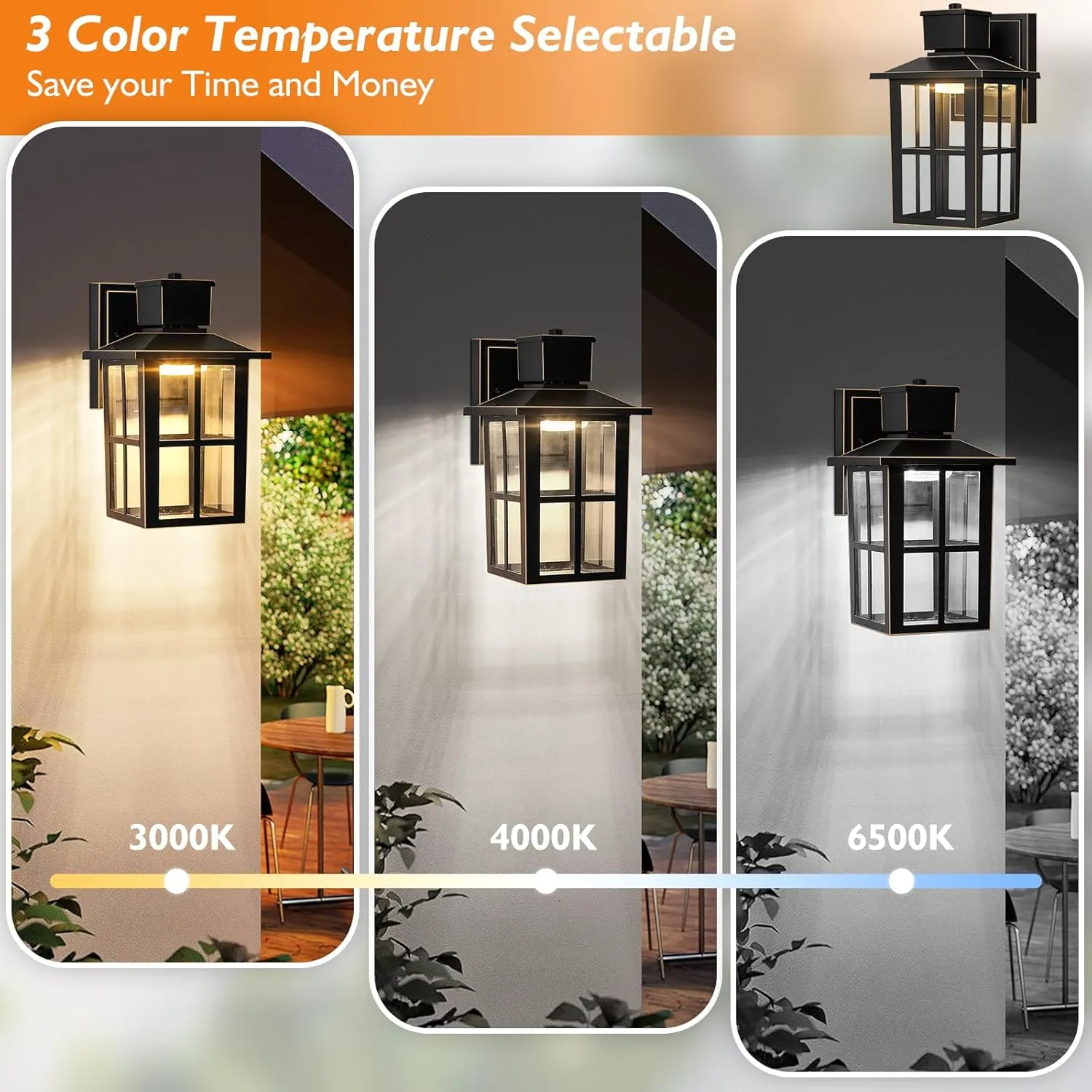 Brightever Outdoor Wall Lantern, 10W LED Exterior Waterproof WallSconce Light Fixture, 3000K/4000K/6500K Selectable, 800LM High Brightness, Oil Rubbed Bronze Anti-Rust Wall Light for Yard, Entryway