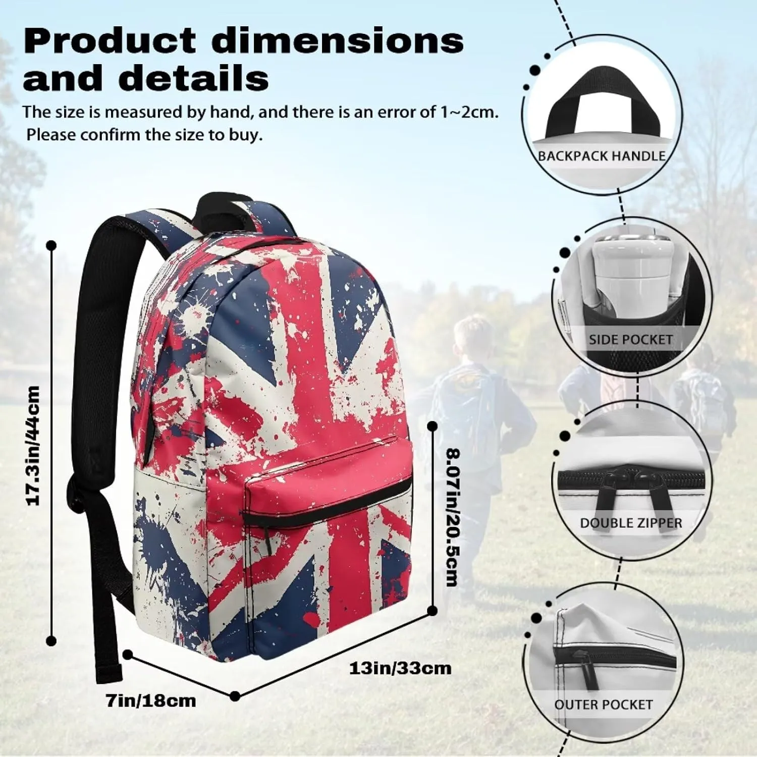 British Flag Travel Backpack Hiking Rucksack for Women Men Fashion Polyester Daypack Travel Hiking Camping Back Pack for Adventure & Daily Use