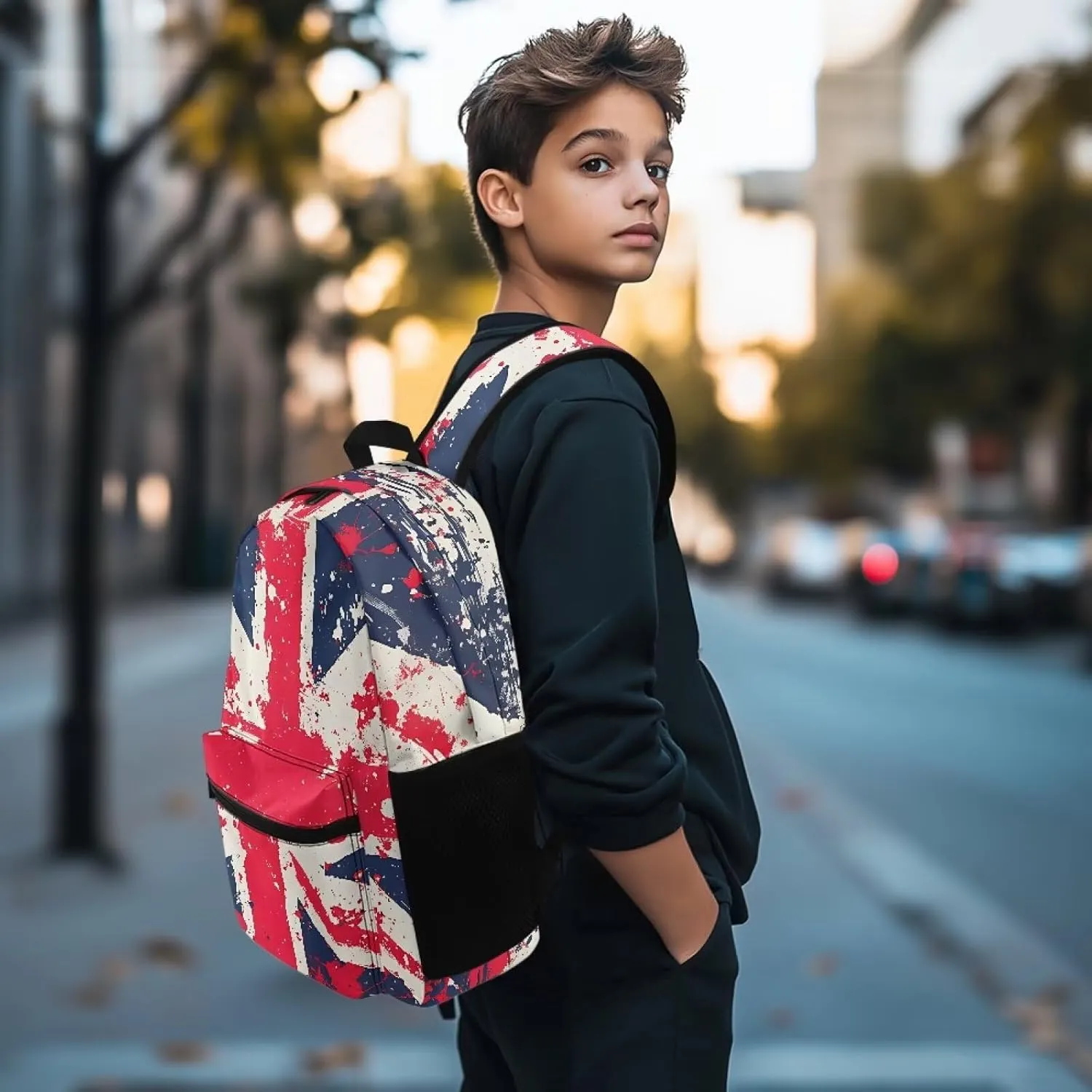 British Flag Travel Backpack Hiking Rucksack for Women Men Fashion Polyester Daypack Travel Hiking Camping Back Pack for Adventure & Daily Use