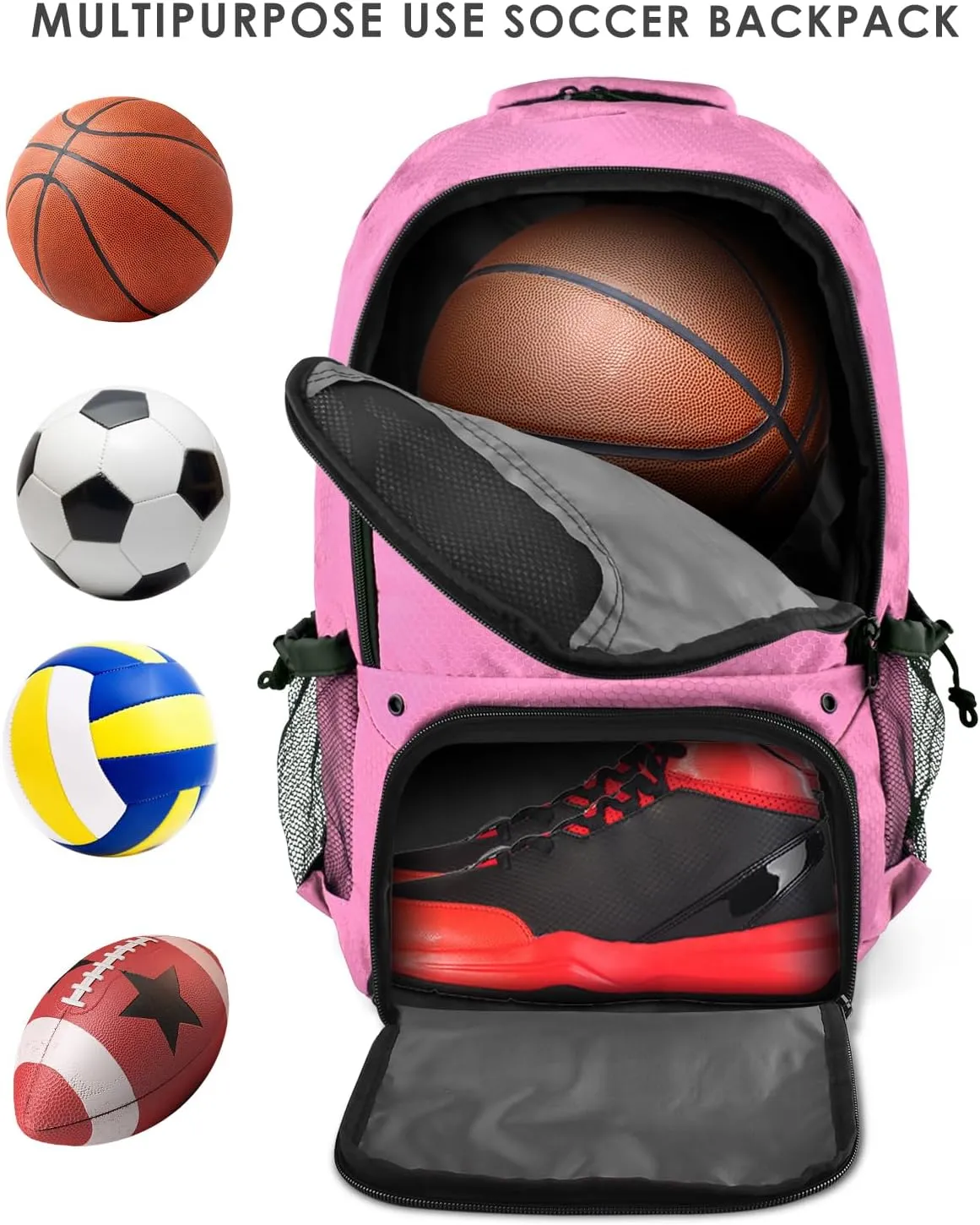 BROTOU Basketball Backpack, Large Basketball Bag with Shoes and Ball Compartment, Soccer Backpacks for Basketball/Volleyball