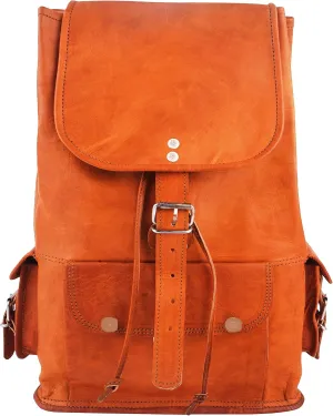 Brown Leather Backpack Men Women Travel Rucksack Bag College Hiking Daypack