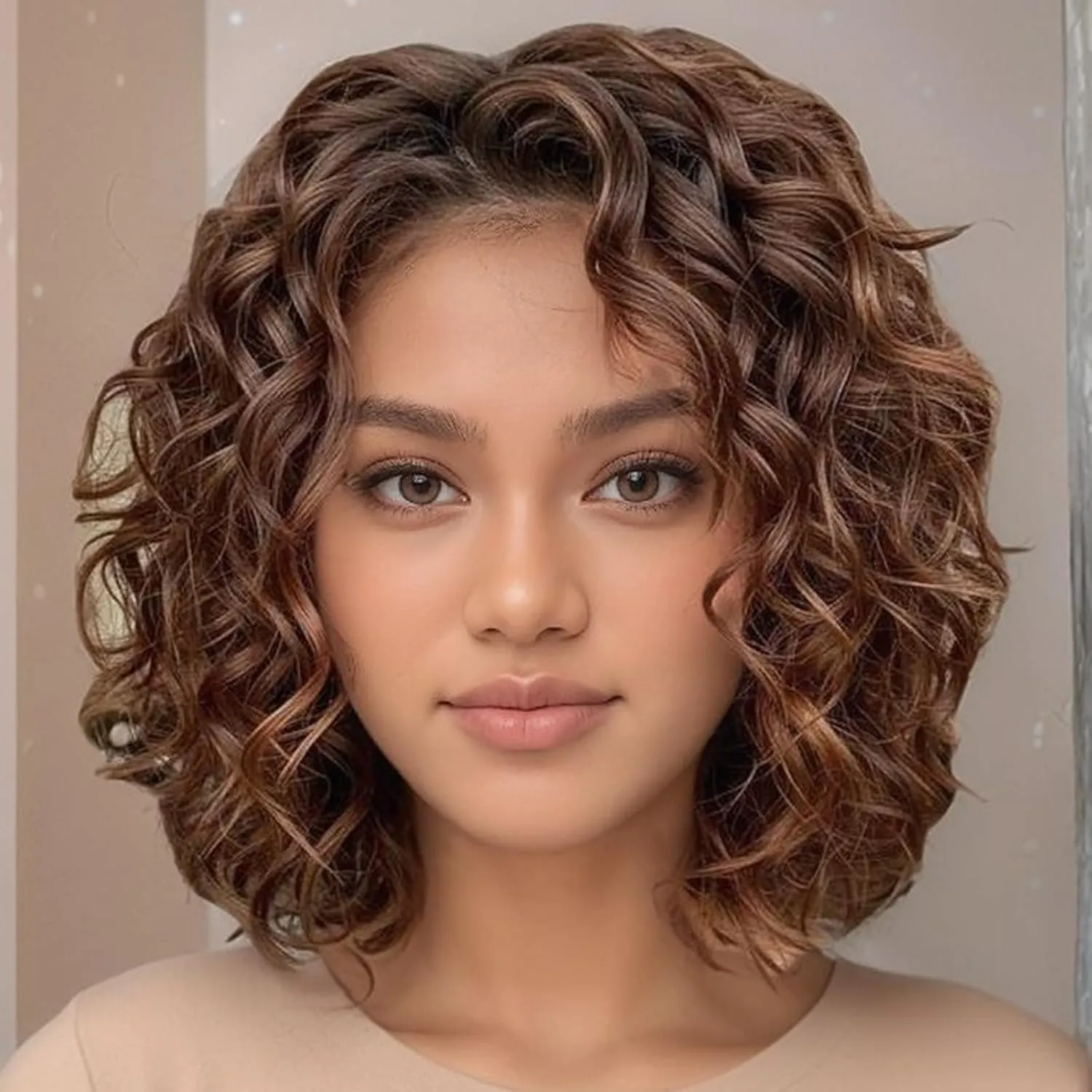 Brown Ocean Wave Crochet Hair 9 Inch Curly Crochet Hair Ocean Wave 7 Packs Deep Wave Short Wavy Crochet Braids Hair Extensions for Women Water Wave