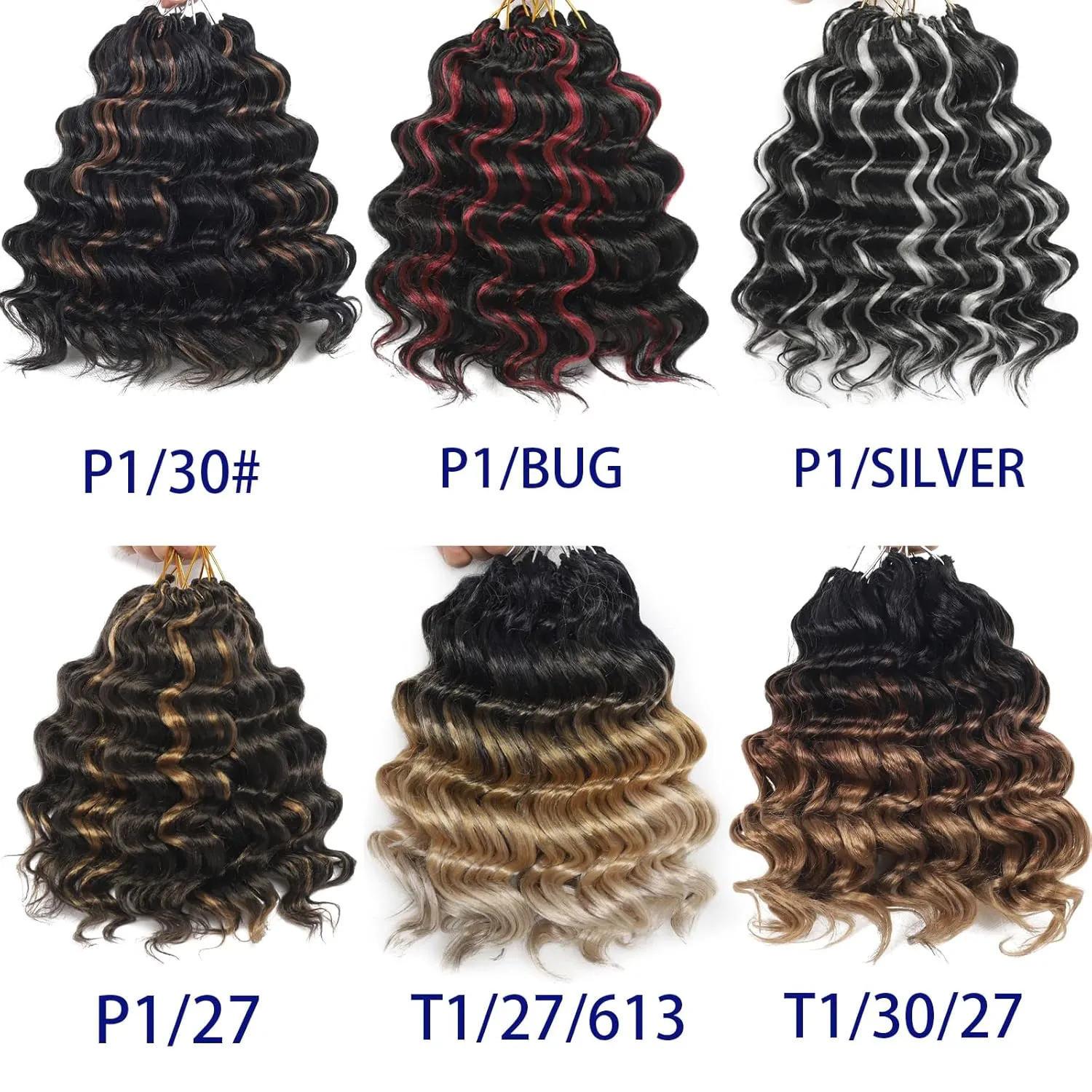 Brown Ocean Wave Crochet Hair 9 Inch Curly Crochet Hair Ocean Wave 7 Packs Deep Wave Short Wavy Crochet Braids Hair Extensions for Women Water Wave