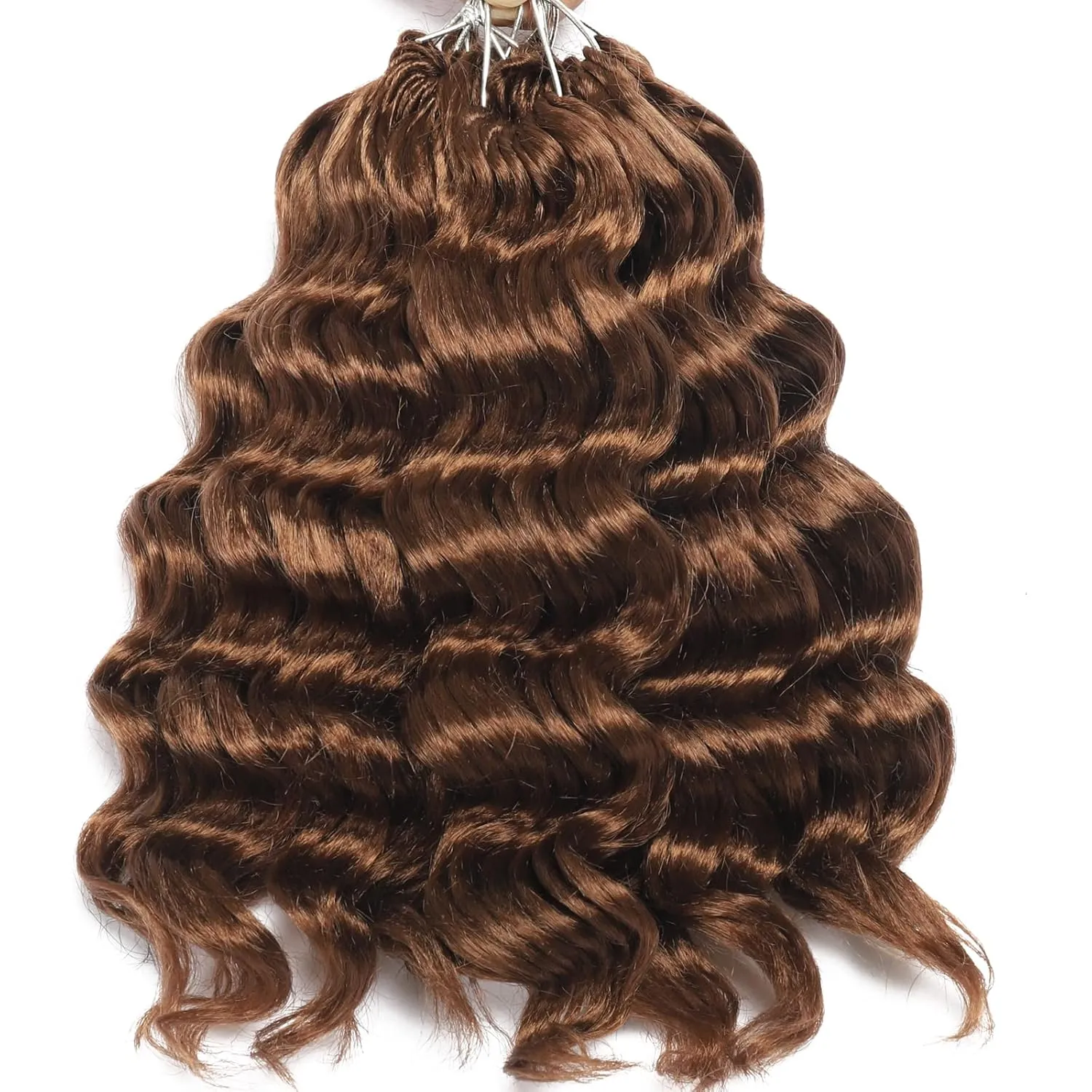 Brown Ocean Wave Crochet Hair 9 Inch Curly Crochet Hair Ocean Wave 7 Packs Deep Wave Short Wavy Crochet Braids Hair Extensions for Women Water Wave