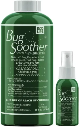 Bug Soother Refill - Natural Insect, Gnat and Mosquito Repellent & Deterrent - 100% DEET-Free Safe Bug Spray for Adults, Kids, Pets, Environment - Includes Free 1 oz. Travel Size. (16 oz.)