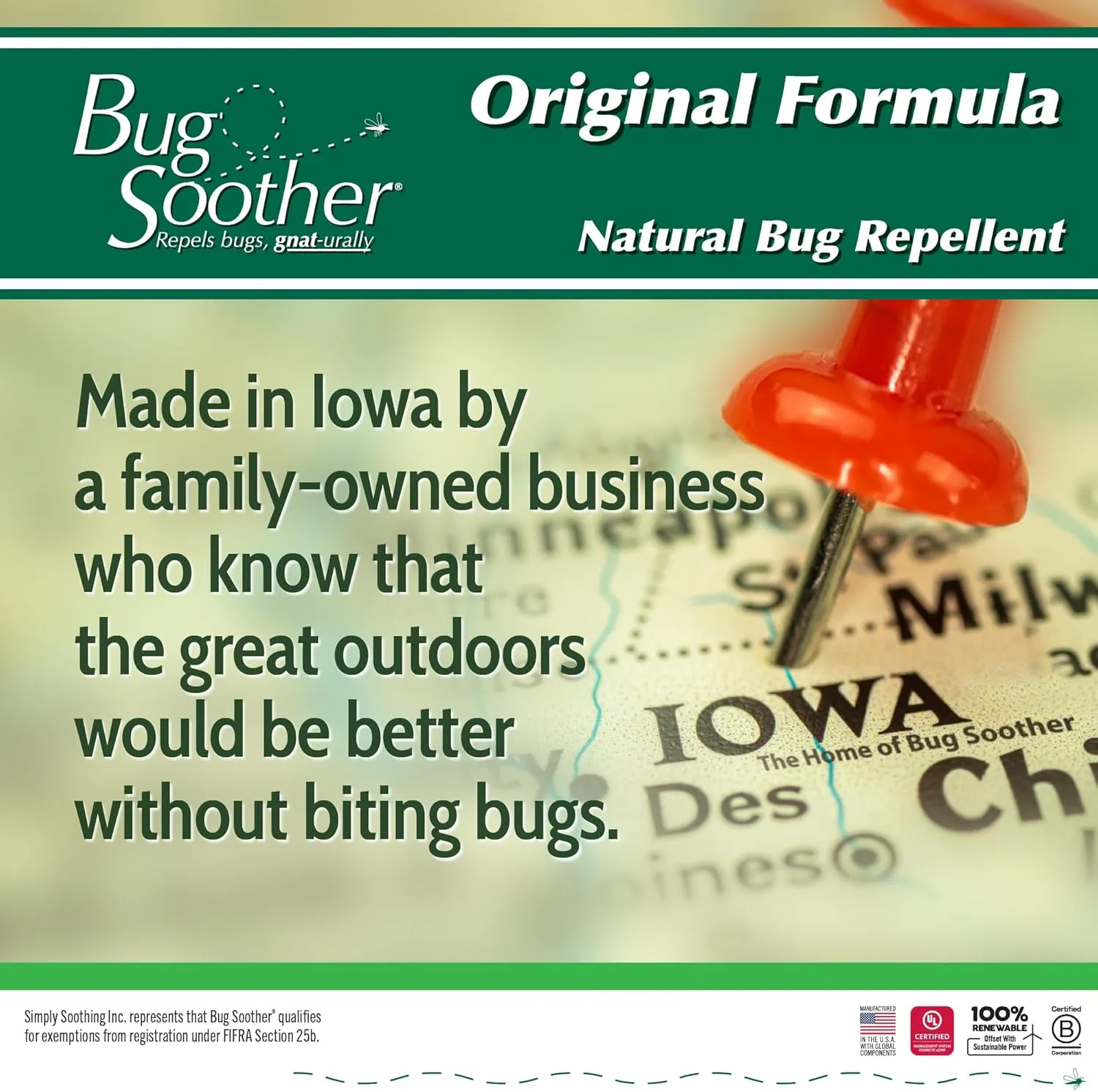 Bug Soother Refill - Natural Insect, Gnat and Mosquito Repellent & Deterrent - 100% DEET-Free Safe Bug Spray for Adults, Kids, Pets, Environment - Includes Free 1 oz. Travel Size. (16 oz.)