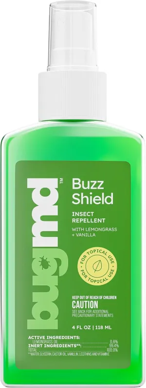 BugMD Buzz Shield (1-Pack) - Mosquito Repellent Outdoor Spray for Body, Insect Repellent, Tick Repellent for People, DEET Free Bug Spray, Mosquito Repellent Spray, Bug Spray for Kids
