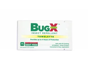 BugX DEET FREE Insect Repellent Wipes, 50 Per Box