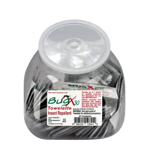 BugX30 Fish Bowl Insect Repellent Wipes, 50 Per Bowl