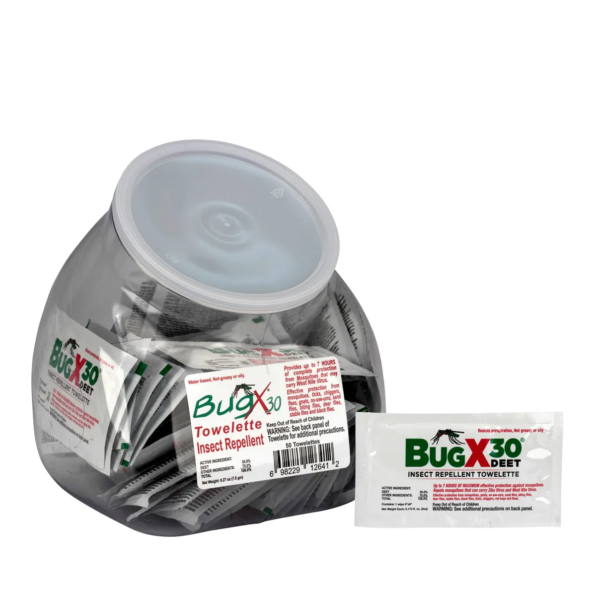 BugX30 Fish Bowl Insect Repellent Wipes, 50 Per Bowl