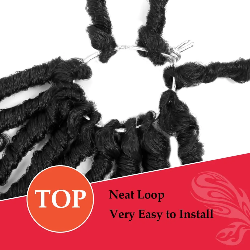 Butterfly Locs with Curly End 30 Inch, 6 Packs Boho Distressed Locs Crochet Hair, Bohemian Goddess Faux Butterfly Braids with Wavy Ends (1#, Jet Black)