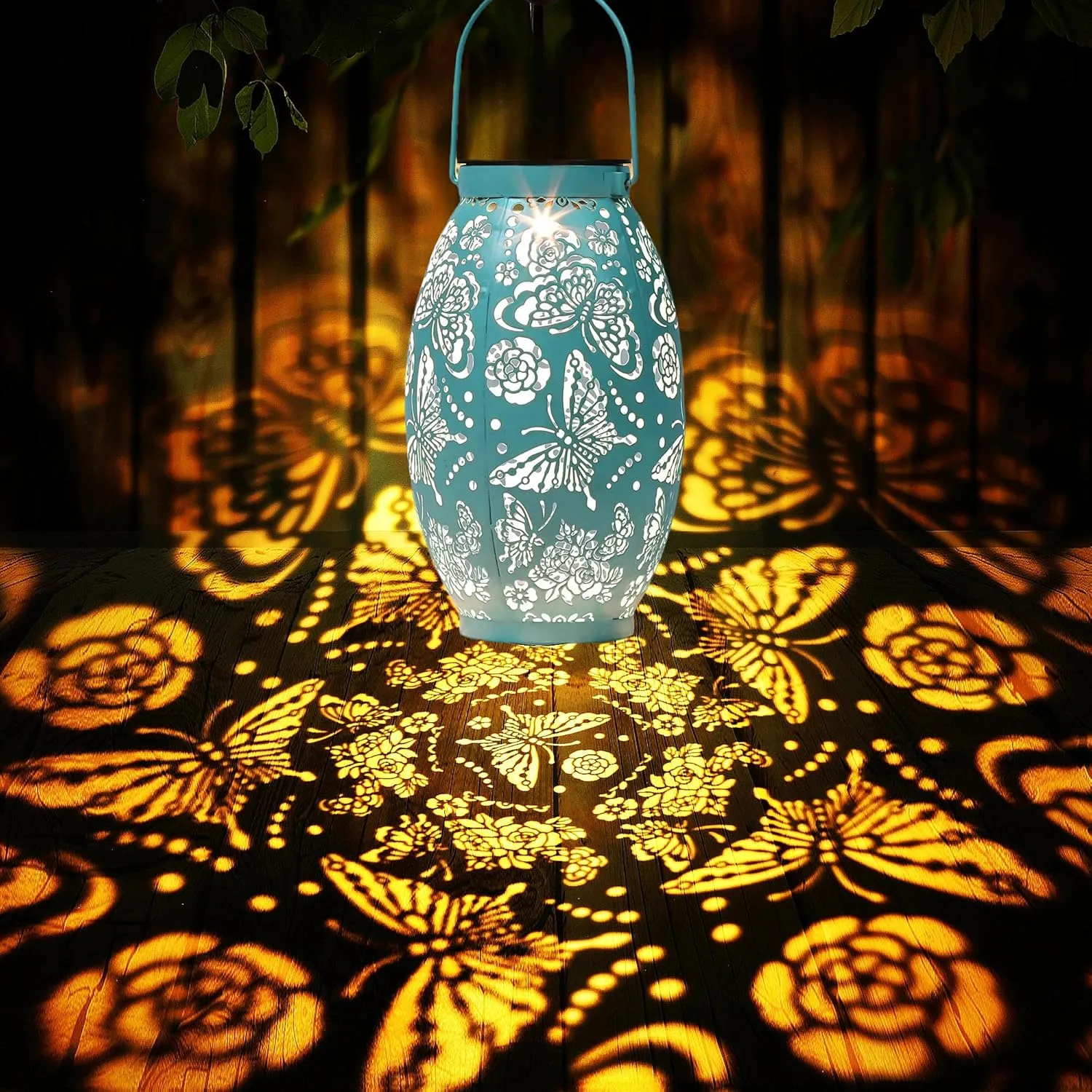 Butterfly Solar Lanterns, Gifts for Women Mom Birthday, Butterfly Decorations for Garden Patio Yard Porch Decor, Big Metal Hanging Solar Lanterns Outdoor Waterproof