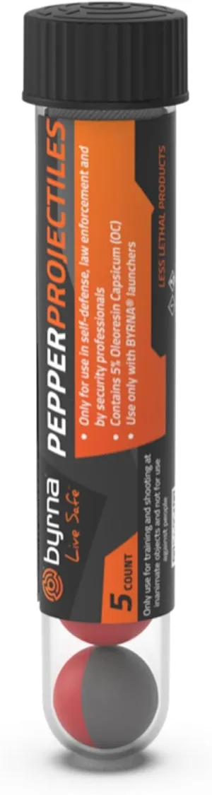 Byrna Pepper Projectiles - Self Defense Pepper Projectile Rounds for Byrna Launchers, Non-Lethal Pepper Spray Balls | 1% OC   4% PAVA | .68 Caliber