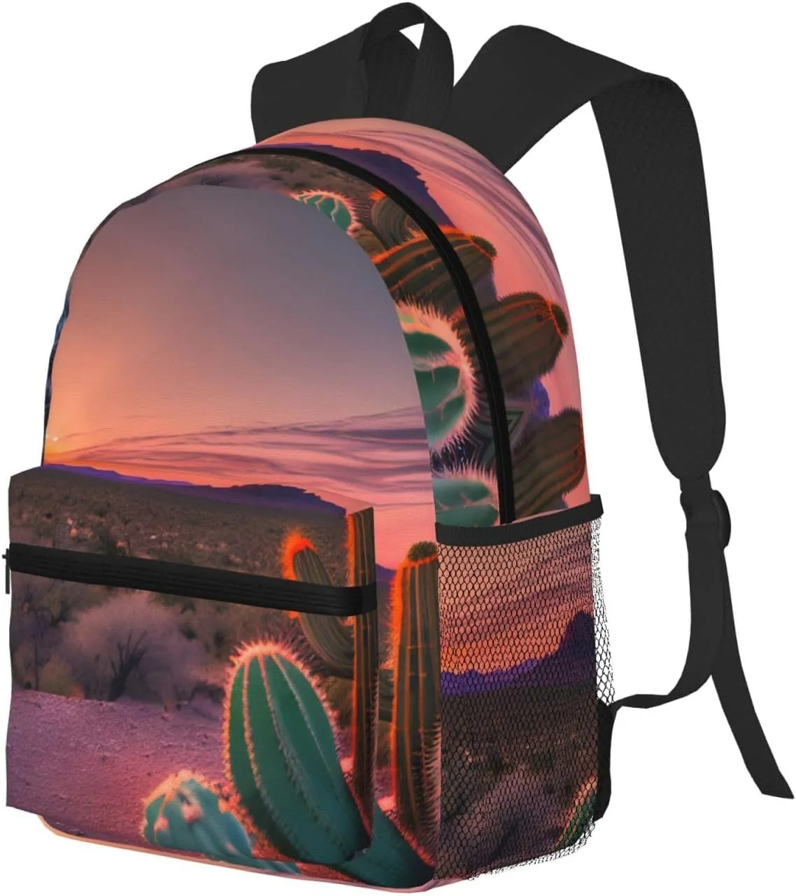 Cactus Desert Sunset Backpacks Lightweight With 1 Main Compartment, Shoulder Rucksack Carry-On
