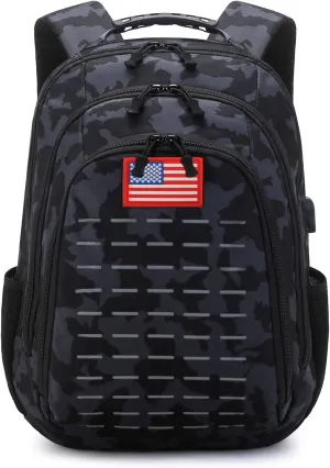 Camo Backpack,Small Tactical Backpack for outdoor,Military Teen Boys Backpacks for School with USB Charging Port,40L