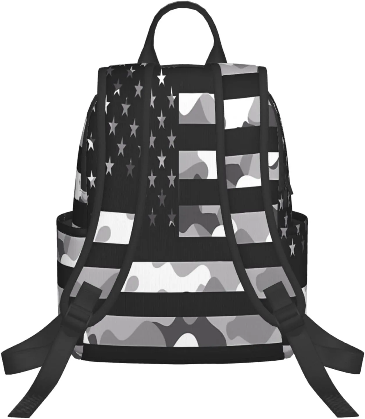 Camouflage Gray Camo American Flag Casual Backpacks Laptop Backpack Outdoor Travel Rucksack Sport Carry-On Daypack Lightweight Bag with Multi-Pockets