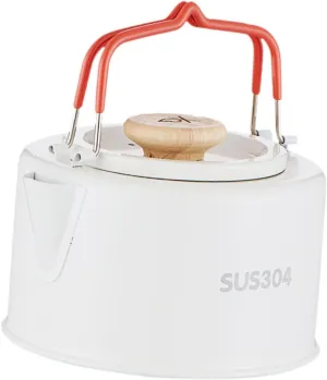 Camp Kettle Tea Kettle Cookware Portable Lightweight Coffee Pot Teapot Tea Pot for Campfire Hiking Picnic Backpacking Fishing, White