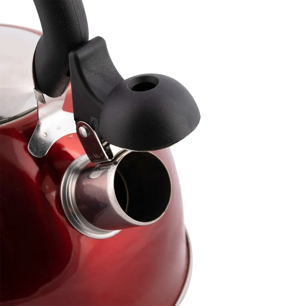 CAMPFIRE WHISTLING KETTLE STAINLESS STEEL 2.5L RED