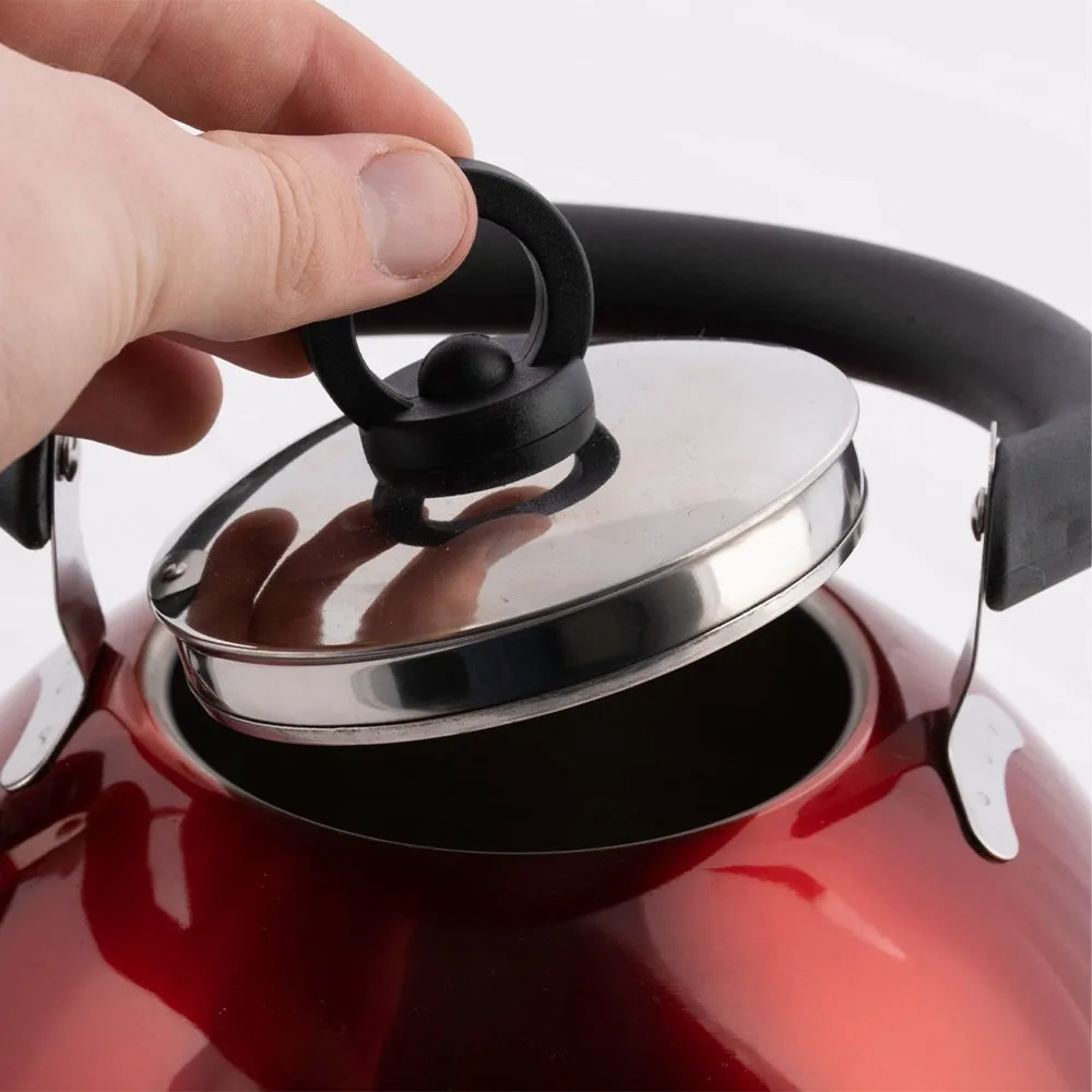 CAMPFIRE WHISTLING KETTLE STAINLESS STEEL 2.5L RED