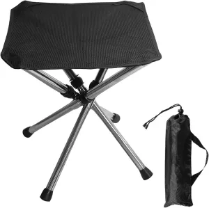 Camping Chair, Folding Outdoor Stool, Retractable Portable Folding Chair Easy Setup Lightweight Backpacking Stool Carry Bag Fishing Camping Hiking BBQ, Black