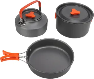Camping Cooking Set with Tea Kettle Storage Bag Frying Pan Portable Camping Cookware Set for 2 to 3 People Camping Cookware Camping Gear Must Haves