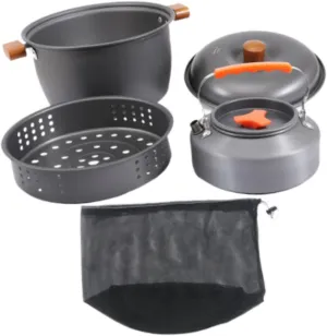 Camping Cookware Outdoor Cooking Gear Portable Lightweight with Carrying Bag Coffee Pot Steaming Pot for Backpacking Outdoor