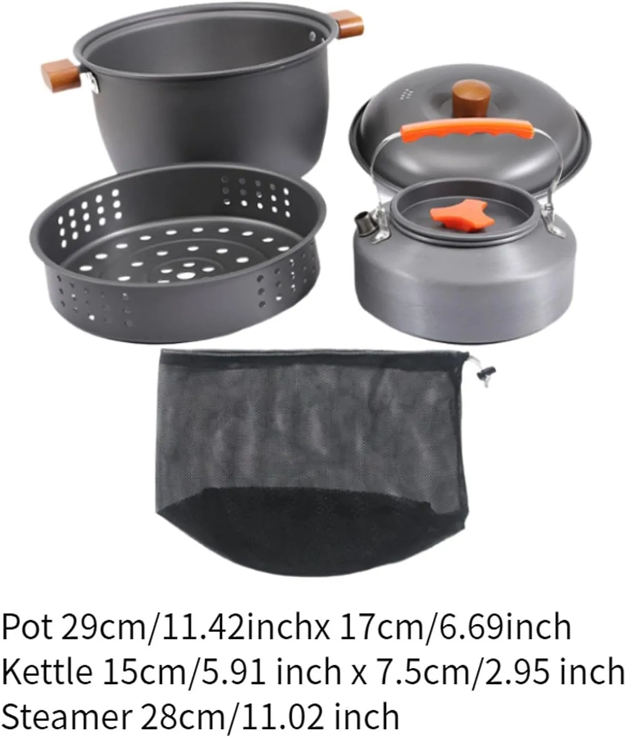 Camping Cookware Outdoor Cooking Gear Portable Lightweight with Carrying Bag Coffee Pot Steaming Pot for Backpacking Outdoor