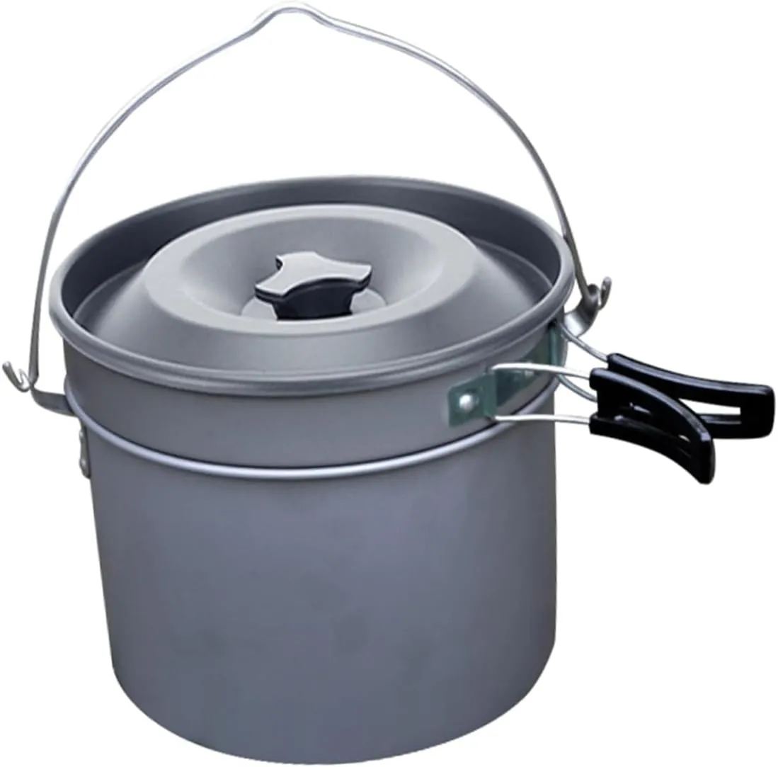 Camping Cookware Set 1 Set Portable Outdoor Pot Aluminum Cookware Boiling Kettle Cooking Kit for Hiking Picnic