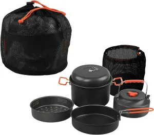 Camping Cookware Set Camping Gear Campfire Utensils Non-Stick Cooking Equipment Lightweight Stackable Pot Pan Bowls with Storage Bag