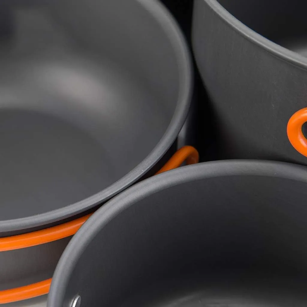 Camping Cookware Set Outdoor Ultra-Light Portable Picnic Cookware Camping Non-Stick Cookware Set 2-3 Person Set Hard Alumina Pots & Pans