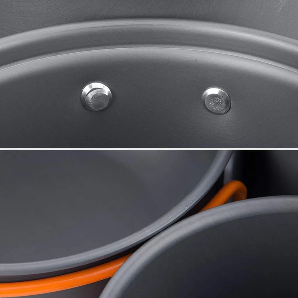 Camping Cookware Set Outdoor Ultra-Light Portable Picnic Cookware Camping Non-Stick Cookware Set 2-3 Person Set Hard Alumina Pots & Pans
