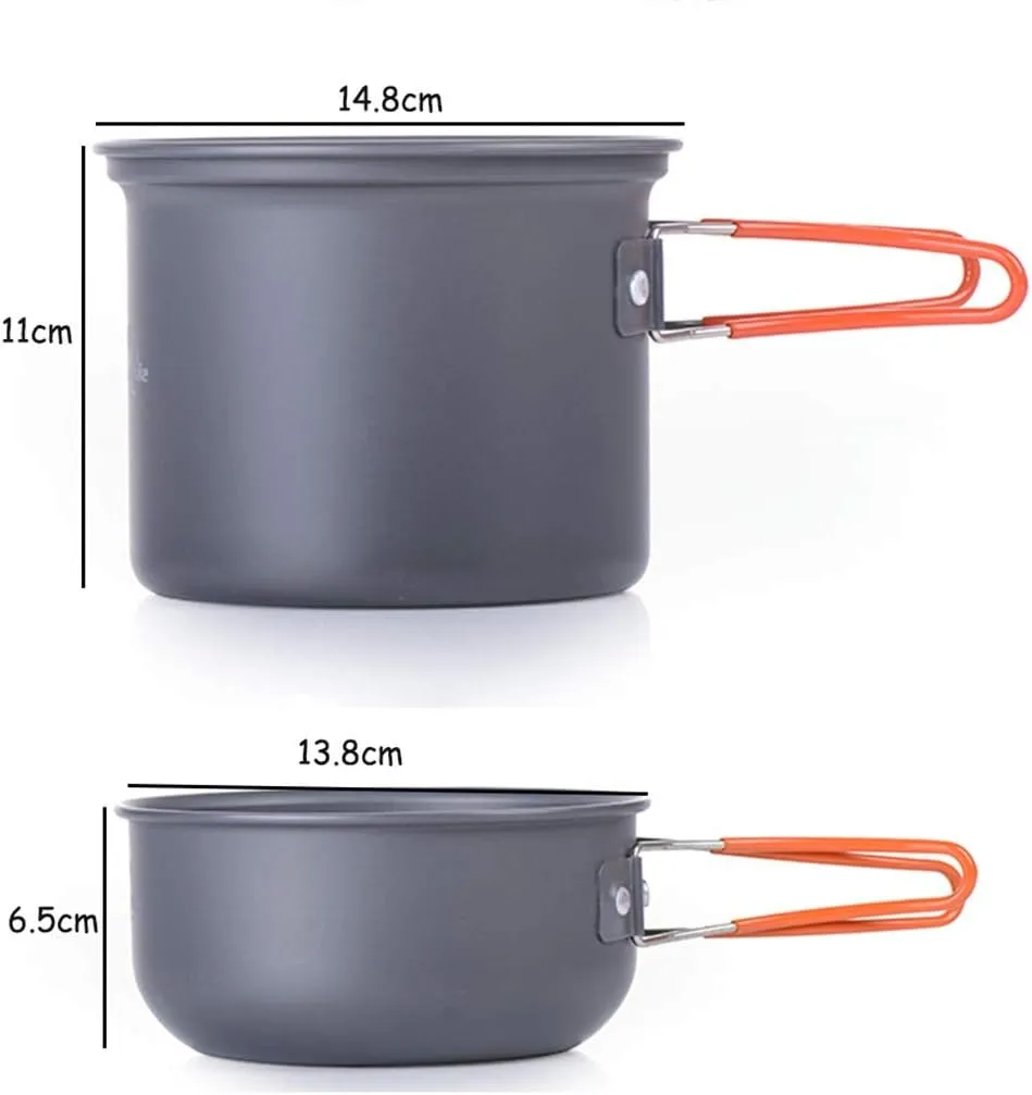 Camping Cookware Set Outdoor Ultra-Light Portable Picnic Cookware Camping Non-Stick Cookware Set 2-3 Person Set Hard Alumina Pots & Pans