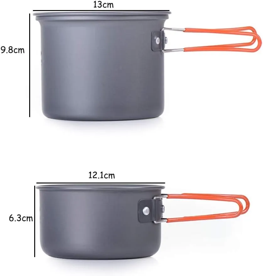Camping Cookware Set Outdoor Ultra-Light Portable Picnic Cookware Camping Non-Stick Cookware Set 2-3 Person Set Hard Alumina Pots & Pans